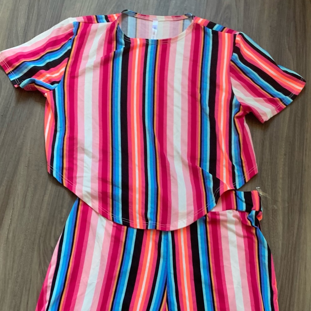 Striped Biker Short Set